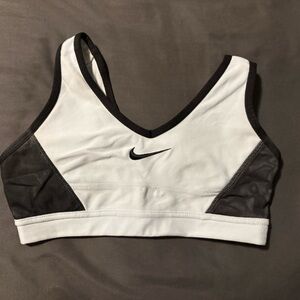 Nike Women's Black and Light Blue V-Neck Sports Bra